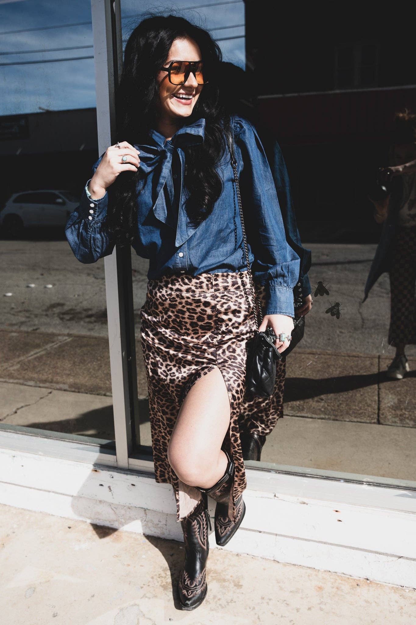 Denim Darling Bow Blouse