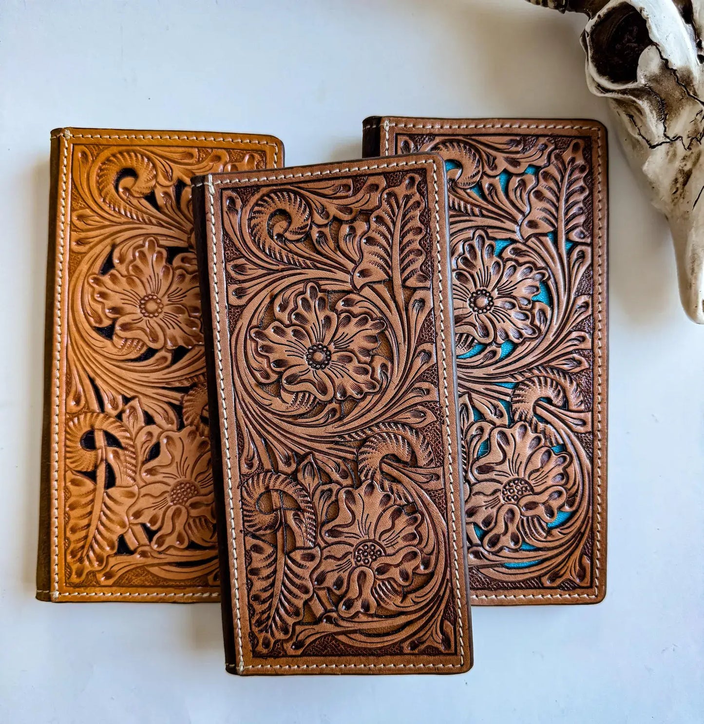 Tooled Leather Bi-Fold Wallet 