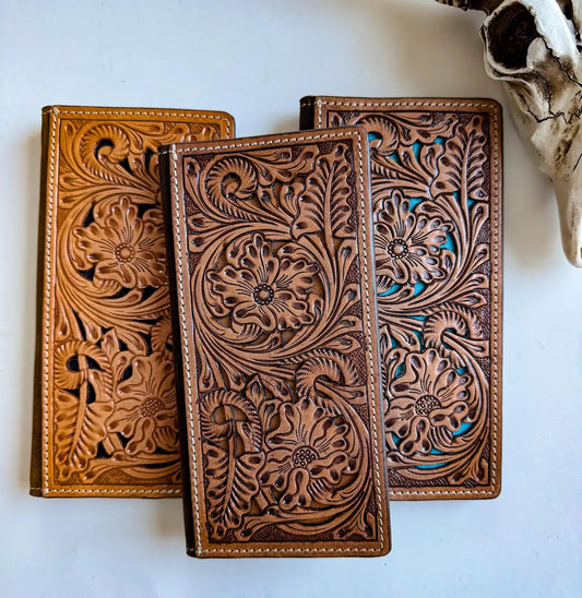 Tooled Leather Bi-Fold Wallet 