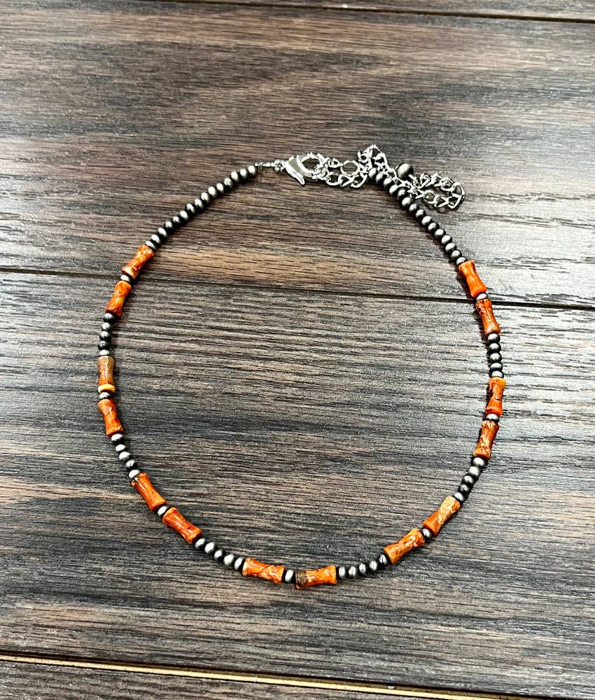 12mm Orange Gemstone Necklace