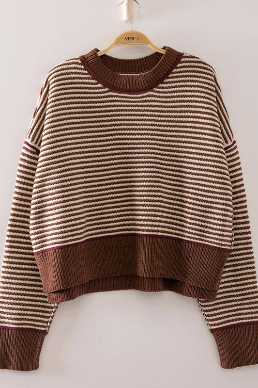 Contrast Stripe Knit Sweater