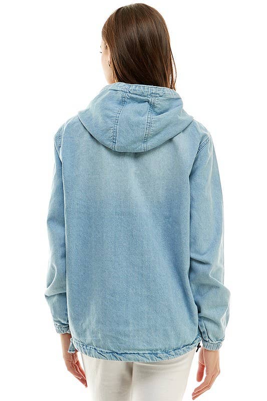 Everyday Denim Half-Zip Hoodie