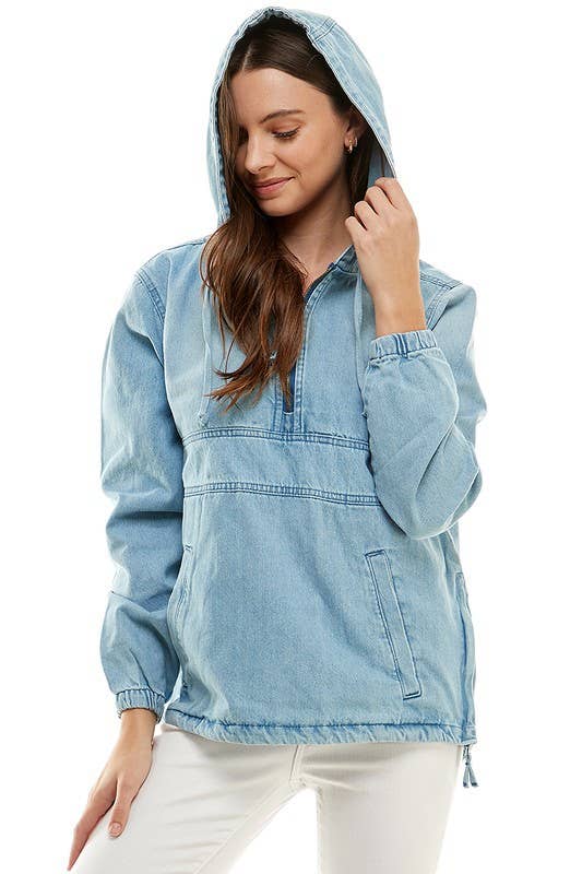 Everyday Denim Half-Zip Hoodie