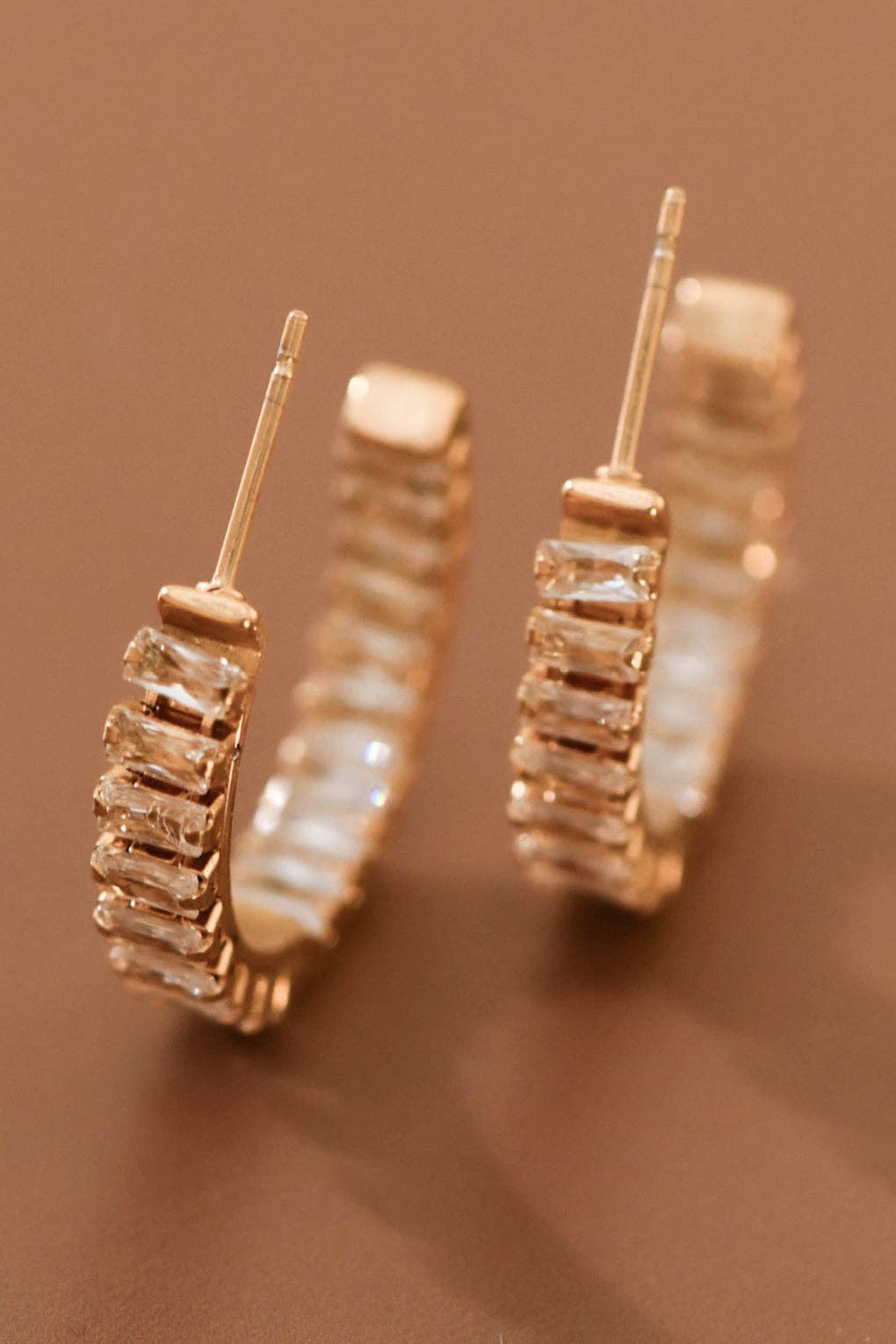 Gold Rhinestone Hoop Earrings