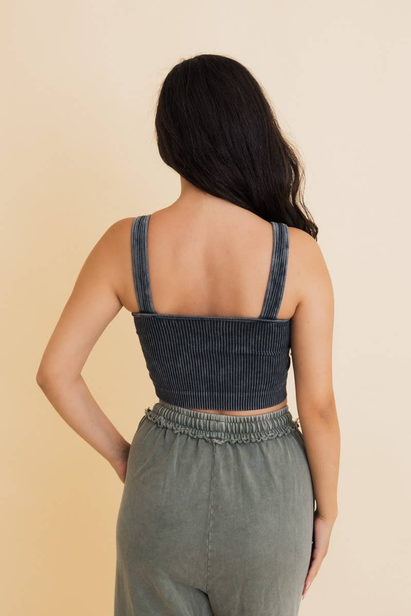 Washed Ribbed Padded Bralette