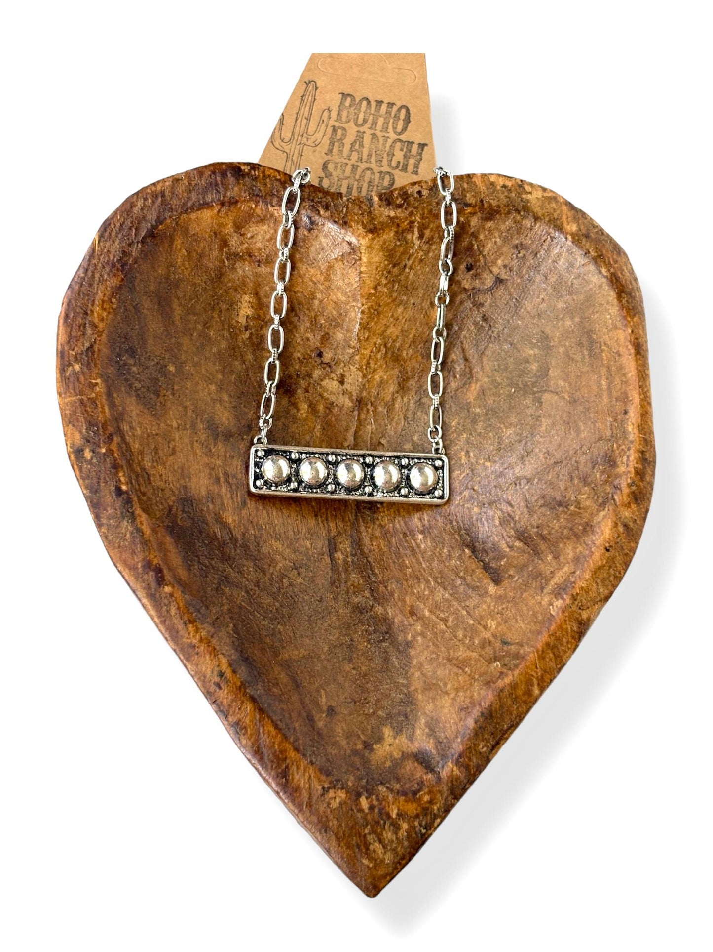 Embossed Bar Pendant Necklace