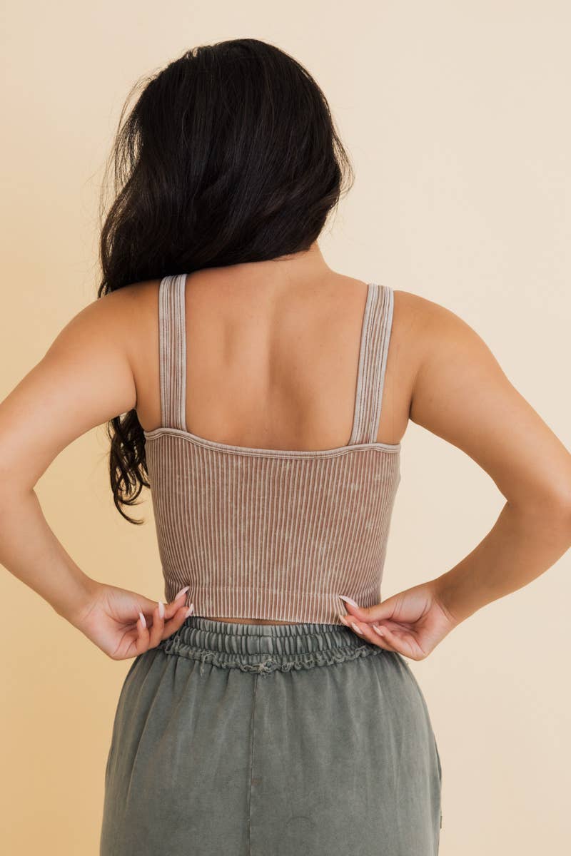 Washed Ribbed Padded Bralette