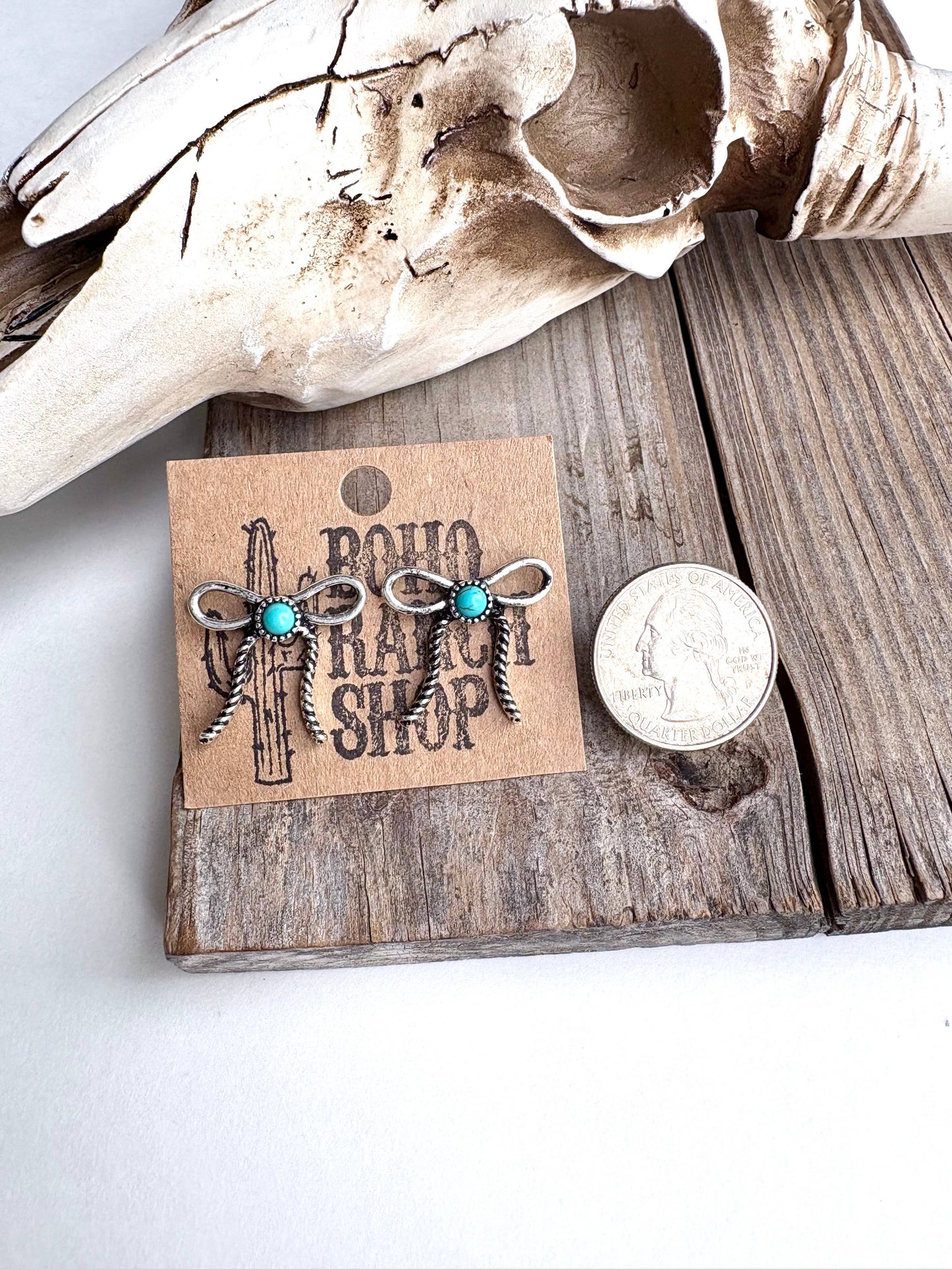 Western Bow Stone Stud Earrings