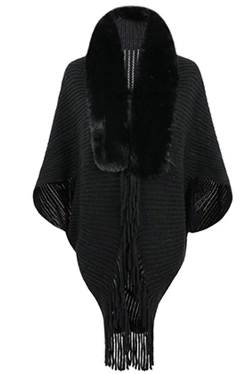 Luxe Winter Fringe Knit Shawl