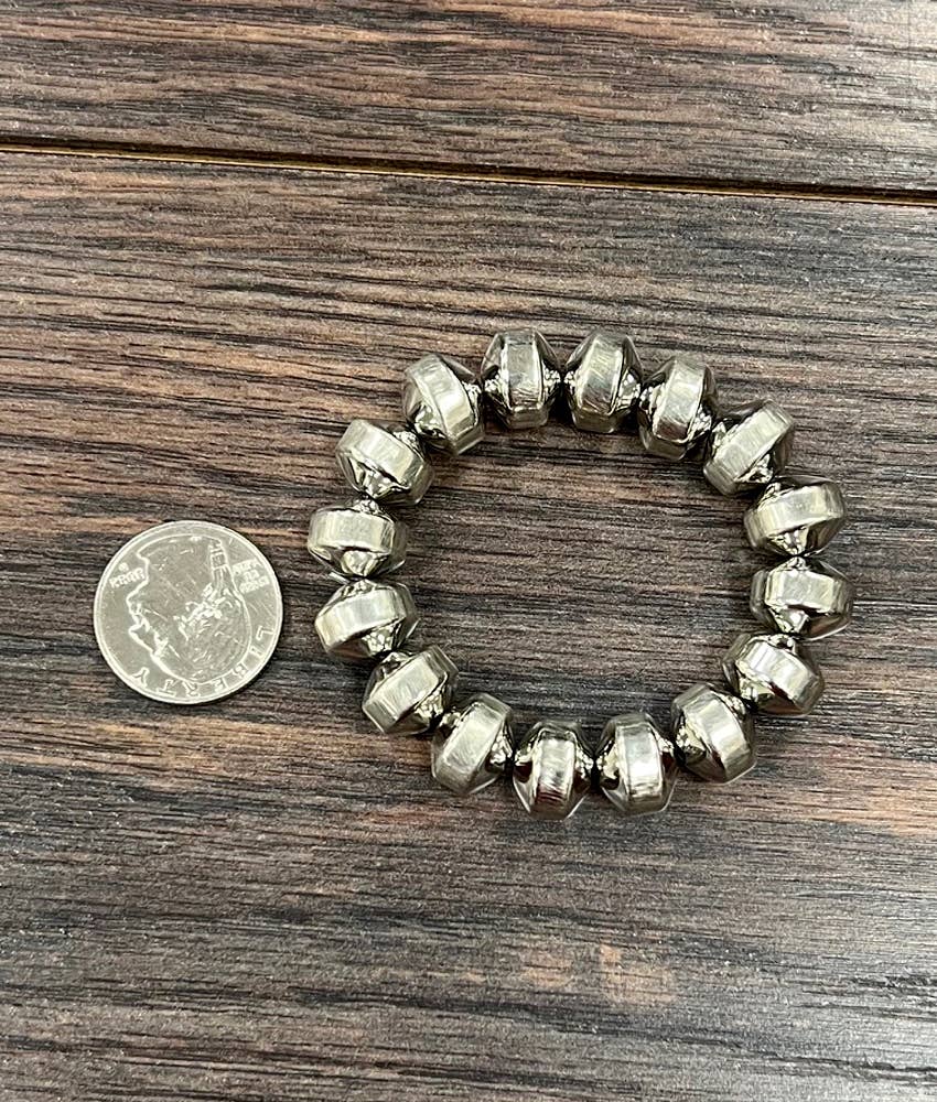 12mm Silver Bead Stretch Bracelet