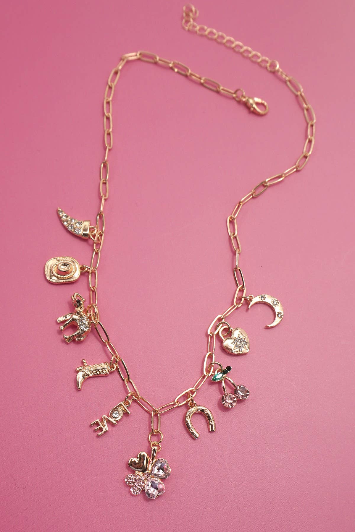 CHARM NECKLACE-WESTERN BOOTS HAT HORSESHOE HEART | 80N92178