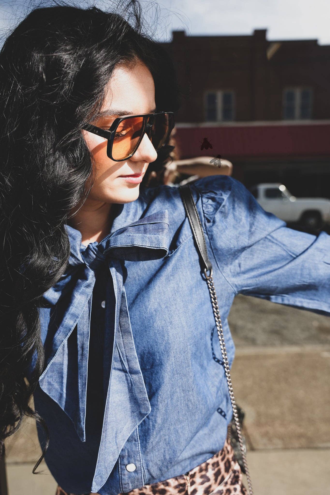 Denim Darling Bow Blouse