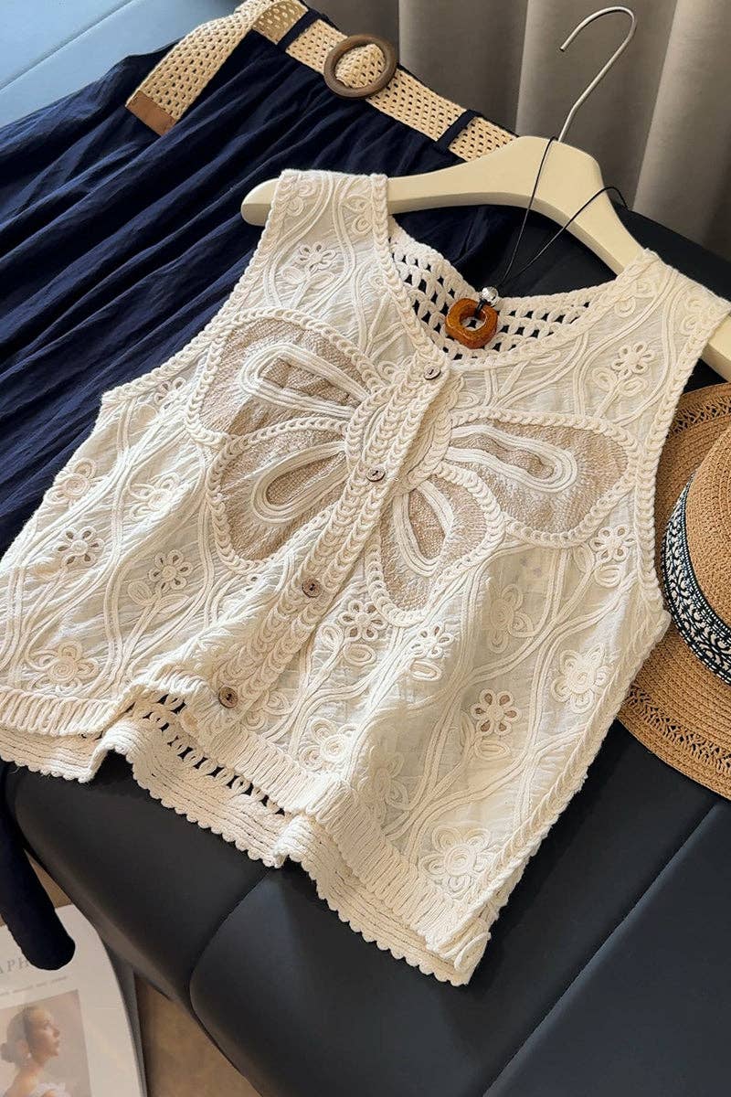 Butterfly Crochet Lace Top