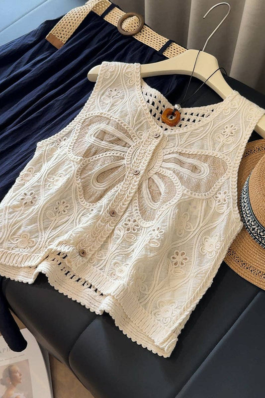 Butterfly Crochet Lace Top