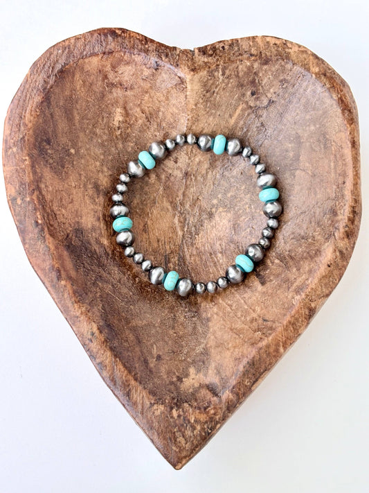 Turquoise Bead Stretch Bracelet