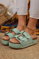 Suede Buckle Platform Sandal